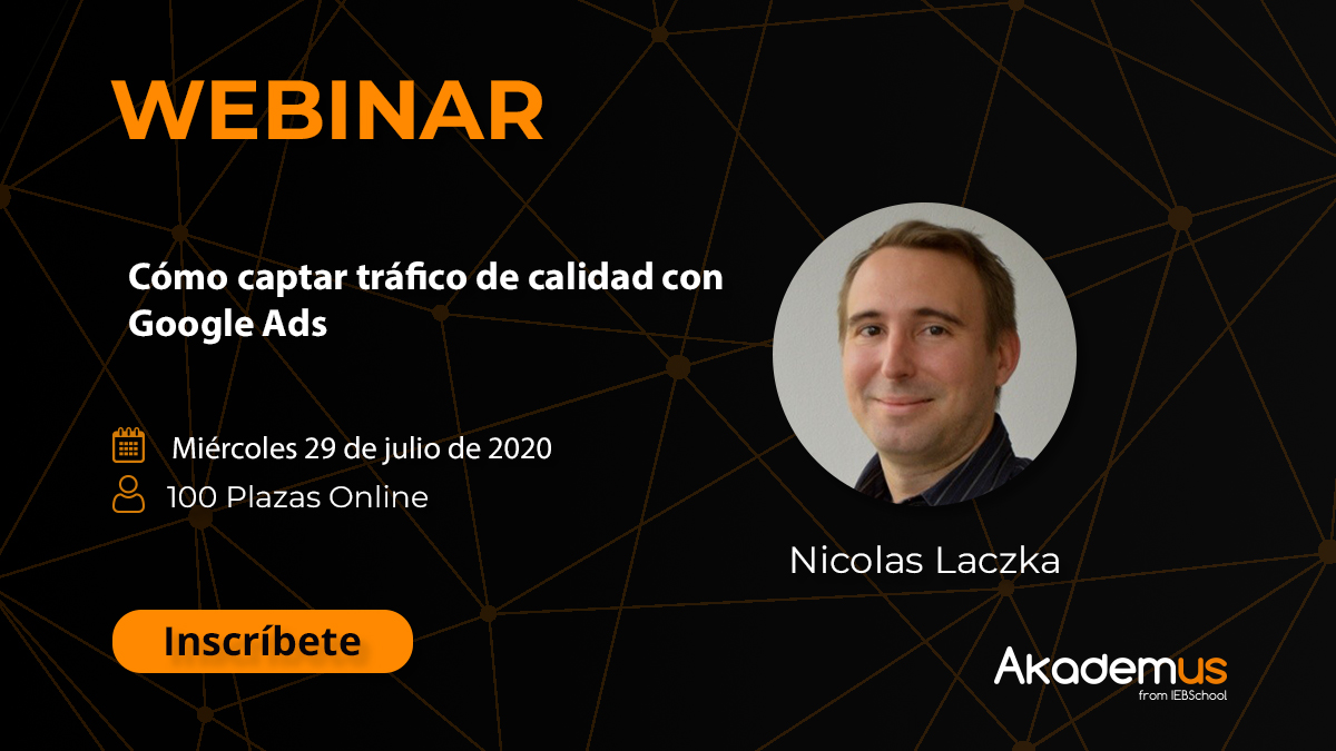 Cómo captar tráfico de calidad con #GoogleAds 
📅 #webinar 29 JULIO #NicolasLaczka 
¡Apúntate! 👉 bit.ly/3hIHGaZ