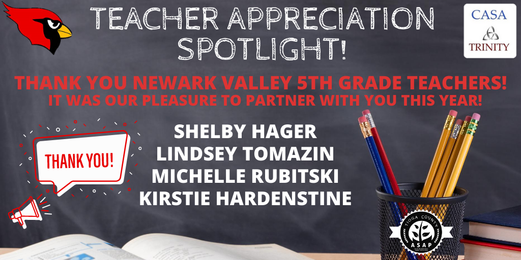 TiogaASAP's tweet photo. Newark Valley 5th grade teachers were absolute rockstars this past year! Thank you for all that you do to support prevention efforts in your school and with your students!
#preventionteam #newarkvalleyrockstars
#preventionworks
#talkearlytalkoften https://t.co/V5OpBX8YOp