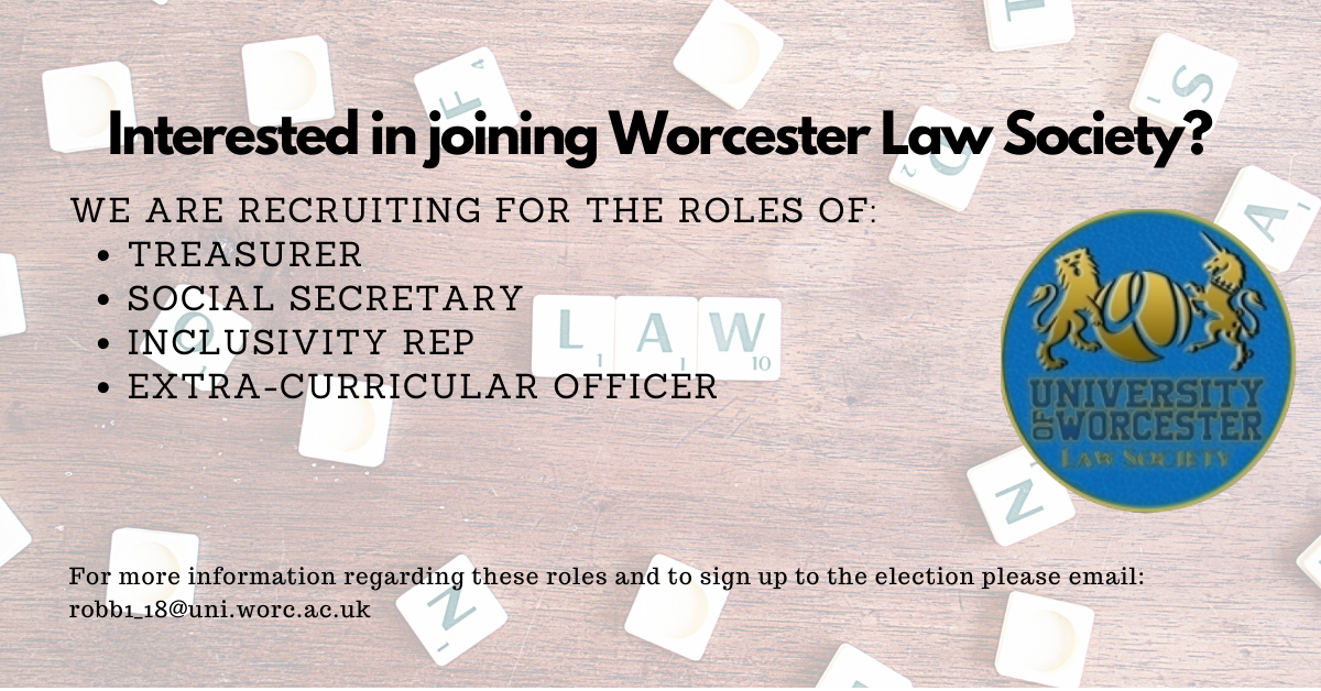 LawWorc's tweet photo. We're recruiting! If you want to be a part of this years commitee please get in touch. For more information/to apply please email our chair or message us on here! https://t.co/MZyXdSdA6y