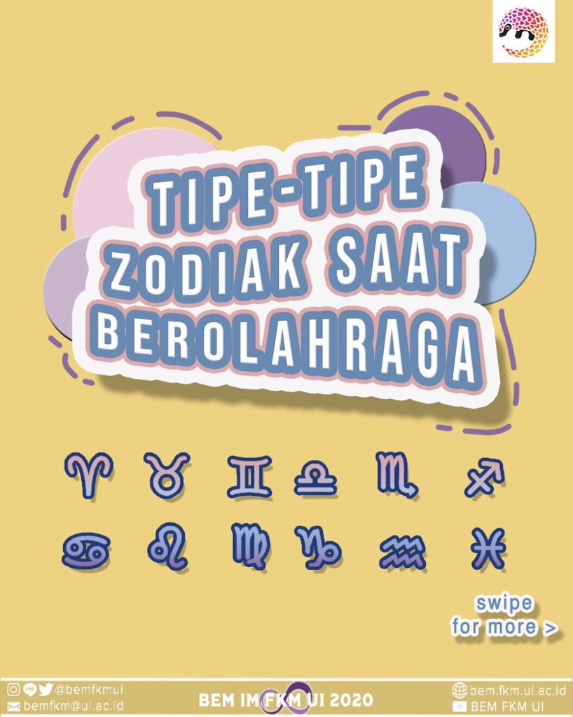 PerayaanHKN's tweet photo. TIPE-TIPE ZODIAK SAAT BEROLAHRAGA
--THREAD
SPARE XIV punya tipe-tipe zodiak saat berolahraga, loh! Mau tau kamu tipe yang mana? Yuk simak Fun Fact berikut!
Eits, jangan serius-serius ya!
#SPAREXIV #RaiseYourAwareness https://t.co/c8IyTVGeZq