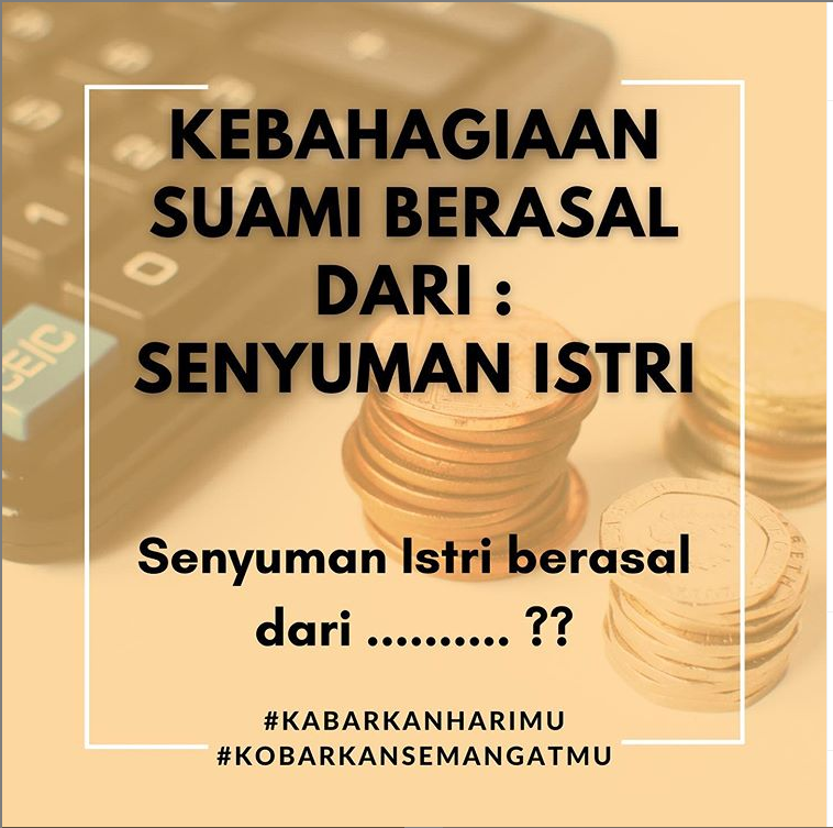 Coba para Mas dan Miss bisa bantu kabarkan senyuman istri berasal dari apa?
Biar Masbar bisa bikin Misbar senyum terus, jadi dikasih beli sepeda kekinian..

#kabarkobar #kabarkanharimu #kobarkansemangatmu #quoteslucu #potretsemangat #sebat #quotessemangat #gaksengaja #quotelucu