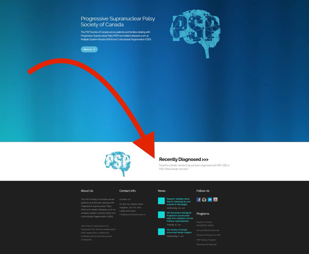 Newly diagnosed patients &amp; families -> WHAT DO I DO NOW??

1. Understand the illness
2. Canadian treatment research
3. Provincial healthcare opportunities 
4. PSP Society Programs
5. Advanced financial planning
6. Advanced care planning
7. Brain donations in Canada

Online now