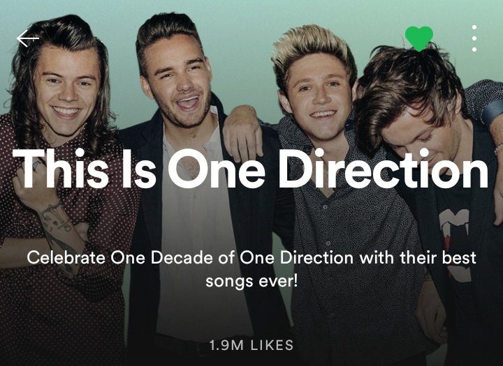 _PROMOTING1D_'s tweet photo. [ #1DUPDATE ]

@onedirection 'S Spotify This is One Direction Playlist has now surpassed 1.9M+🔥likes on Spotify

The playlist had 1.2M🔙likes before their #10YearsOfOneDirection anniversary! 💪

Keep up the good work #Directioners 

Keep streaming!! 

#OneDirection #1D https://t.co/oAAGIZtHPs