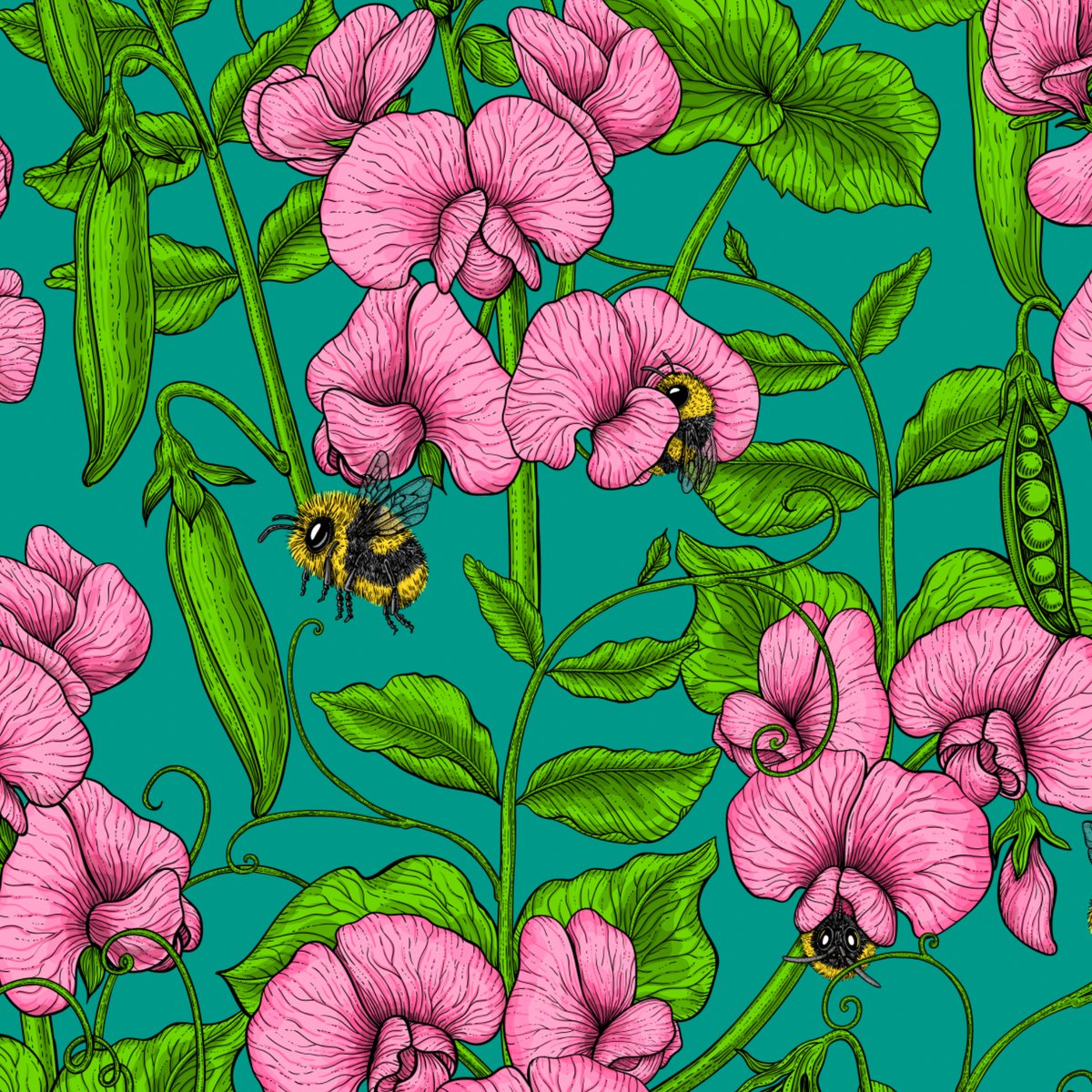 katerinamitkova's tweet photo. Sweet peas and bumblebees, I made this design for @lille_lo and if you take a look at her IG account you'll see a few photos and videos of the beautiful dress she sew.
#pattern #print #printandpattern #floralpattern #summerpattern #floralpattern  #bumblebee #fabricdesign #fabric https://t.co/FpVuKHnoBA