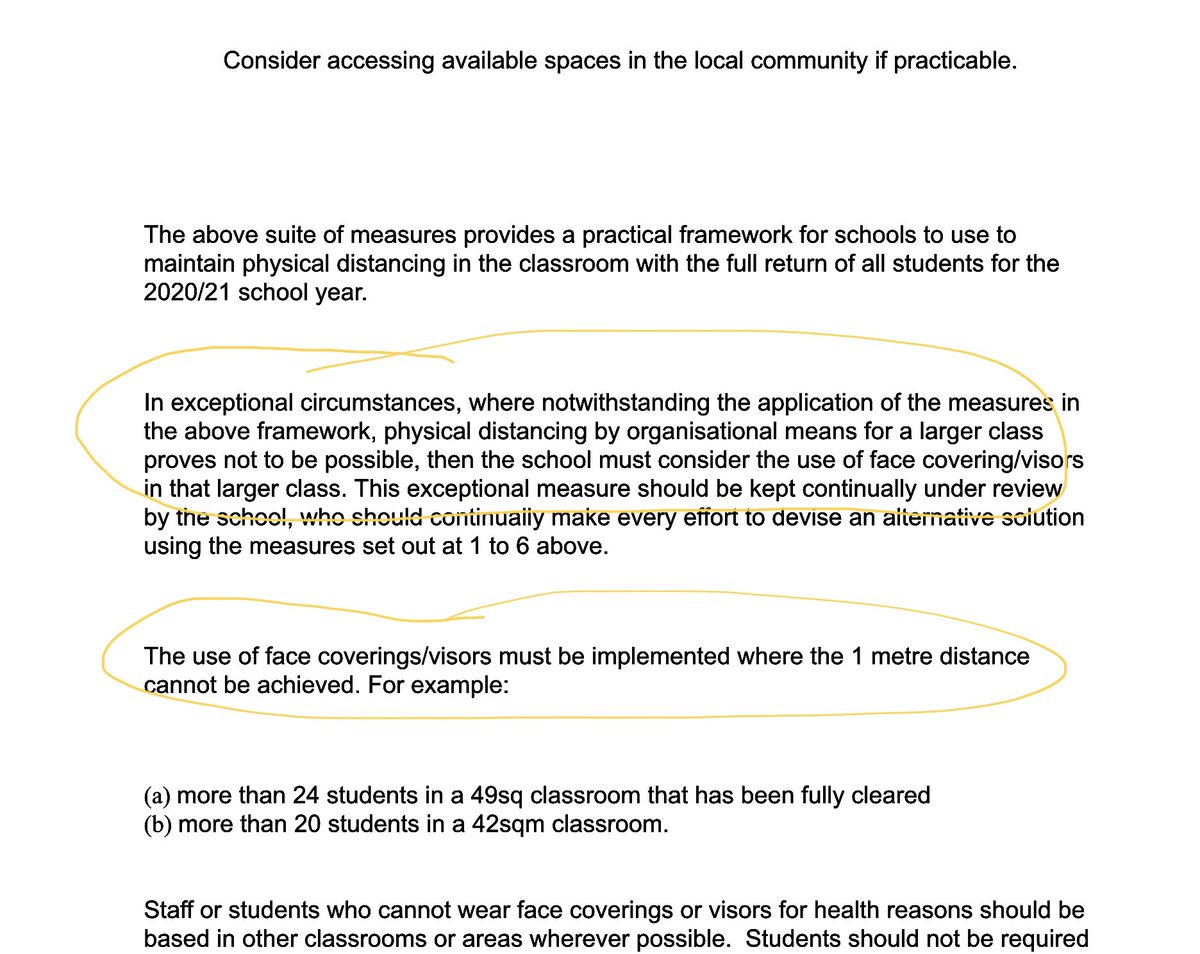 RuthCoppingerSP's tweet photo. For those journalists who were saying teachers were looking for special treatment, it now seems even 1m physical distance &amp; face masks are optional for school workers and young people. School staff looking in envy at Convention Centre space enjoyed by TDs. #SchoolReopening #dubw https://t.co/8y8EPrZrOV