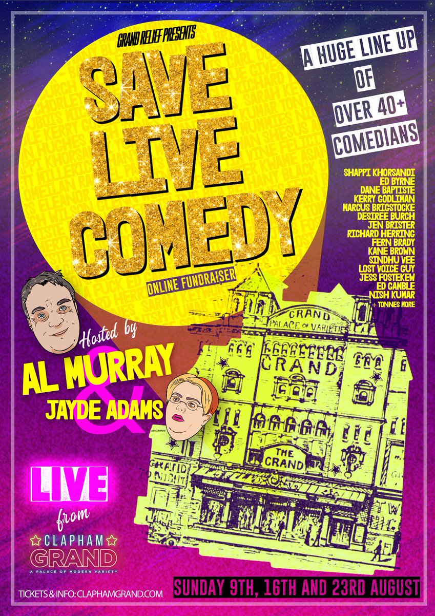 Honoured to joining this star studded line up at @TheGrandClapham for #savelivecomedy