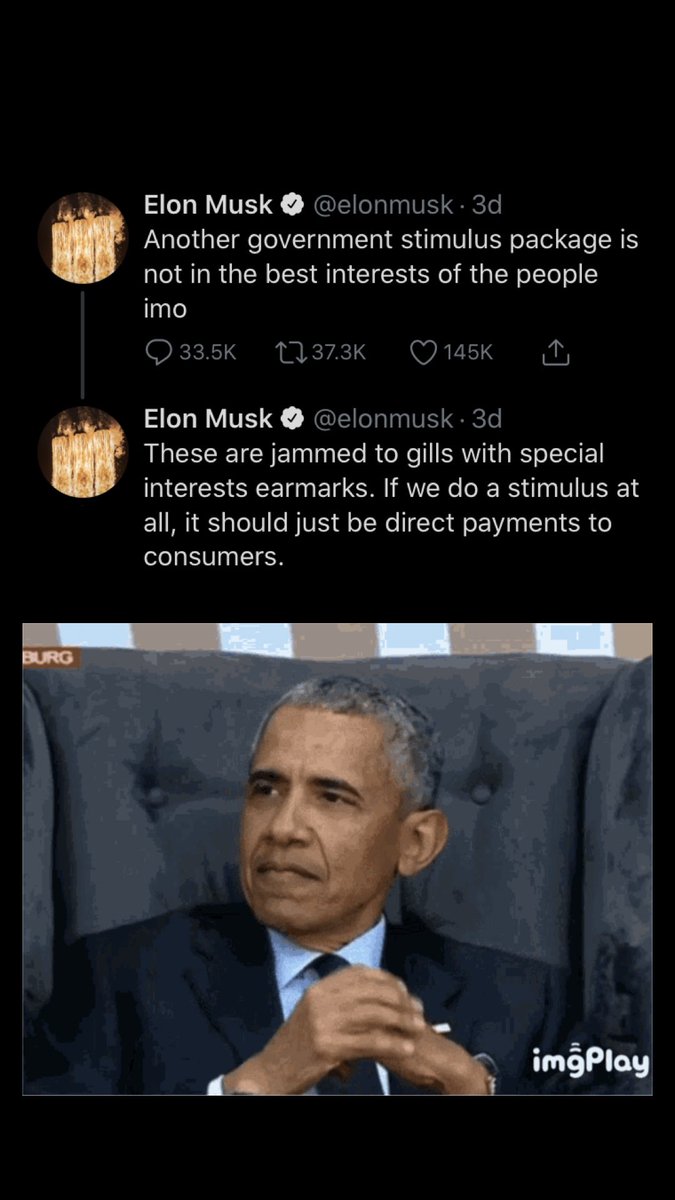 OwenSparks's tweet photo. So let me get this straight... 

Elon says stim package bad

Bernie says Billionaires bad

Bernie says stim package bad

Wtf @BernieSanders @elonmusk https://t.co/tQ7ZdQjd0J