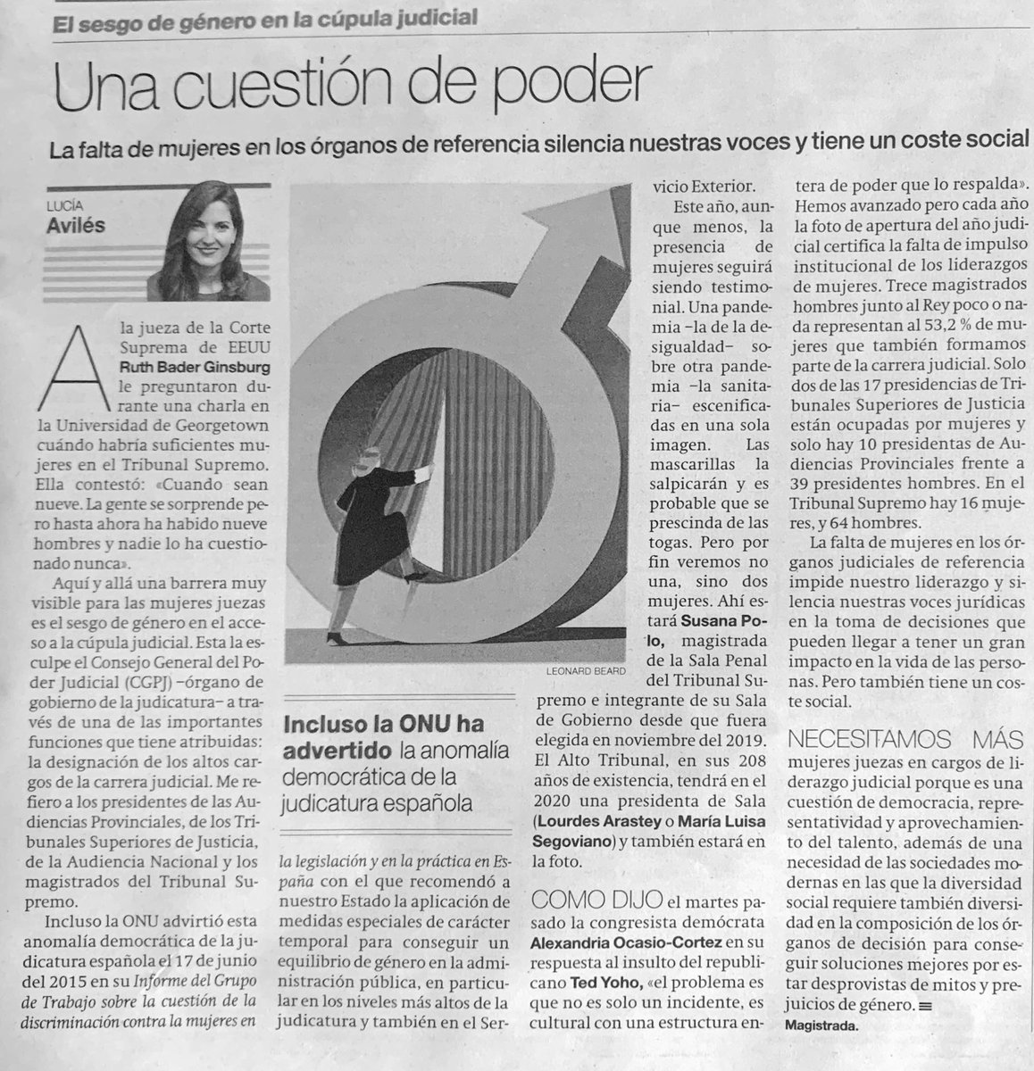Luc_Aviles's tweet photo. Las mujeres juezas no contamos con apoyos familiares o sociales en las esferas donde actuamos, somos cuidadoras como la mayoría de mujeres y los mandatos de género también dificultan nuestros proyectos vitales. 

⚖️ Mi artículo en @elperiodico 

#UnaCuestionDePoder https://t.co/2hiBc3VaH2