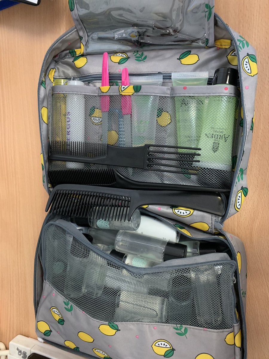 This afternoon we enabled a pt to sit out of bed for the first time in weeks. We got the “grooming pack” out &amp; encouraged hand hygiene/clean nails, whilst her hair was being attended to. A client-centred approach enabled us to facilitate purposeful &amp; meaningful occupations 💚💙💛