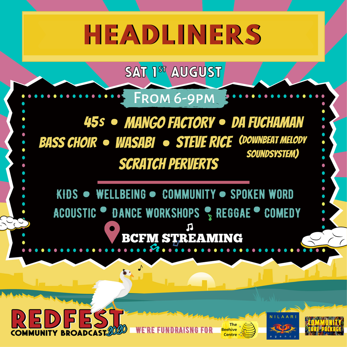 RedfestBristol's tweet photo. **HEADLINER ALERT**....Starting at 6pm till 9pm...
45s, @MangoFactory, @Dafuchaman, @basschoirUGND, Wasabi, Steve Rice from Downbeat Melody Sound System, and last but by no means least...@scratchpervert! Join us on BCfm Radio THIS Saturday on 93.2FM. #redfest20 https://t.co/BdrF4RebKQ