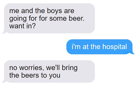 Dragon Age characters as 'I'm at the hospital' texts, a thread: