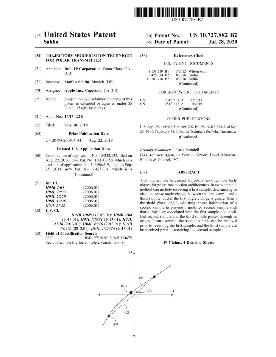 $AAPL #patent 10,727,882 Trajectory modification technique for polar transmitter #tech #IP #research trea.com/doc/10727882