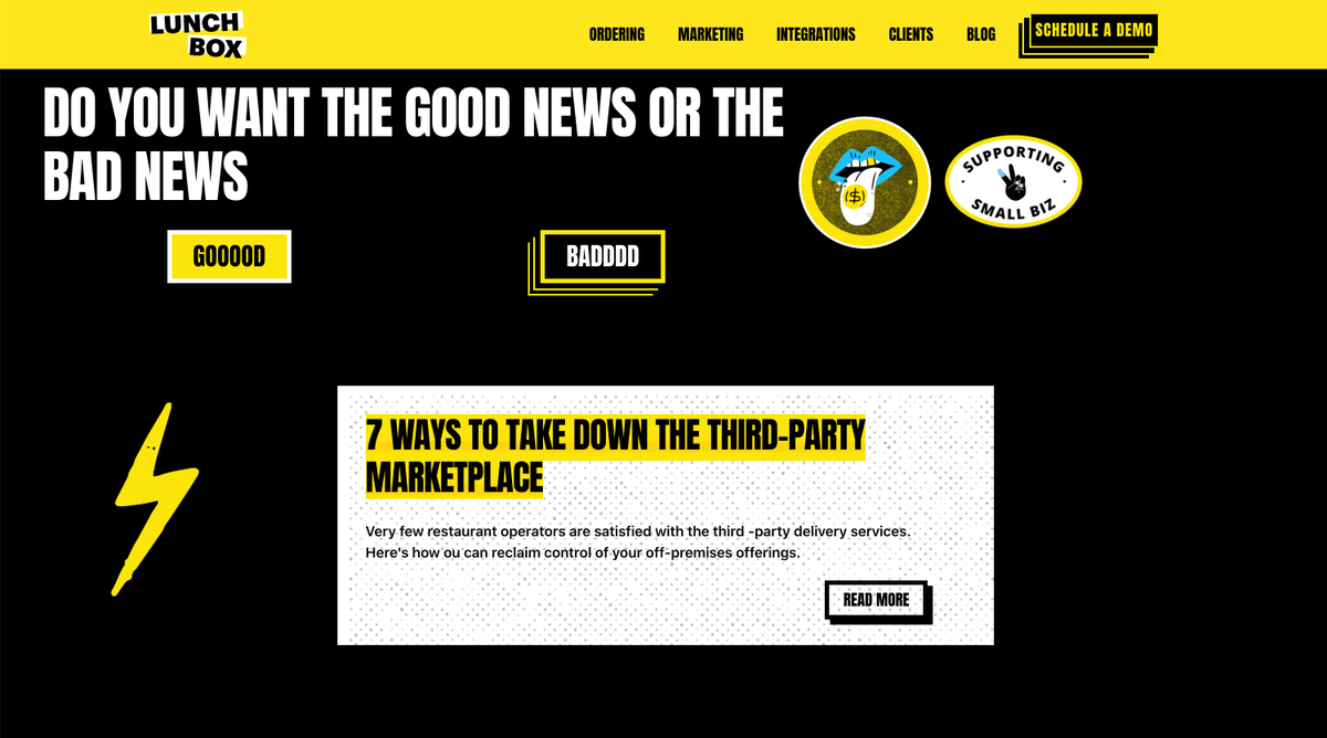 Lunchboxtech's tweet photo. 🚨🚨🚨NEWS ALERT!!!
It's hard to keep track of all the crappy things @Grubhub and other third-party marketplaces do for restaurants. So we made it easy for everyone and built a website to organize the "Good" and the "Bad" news

Enjoy - https://t.co/a2lplGCsIb

#forkthirdparty https://t.co/qaxWdZwLPz