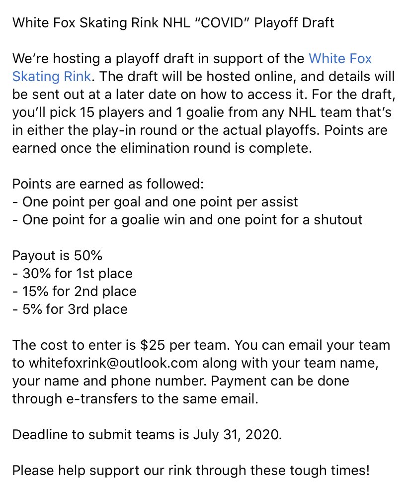 You can also text teams to Todd Gallais at 306-812-6655. Please help support our rink!