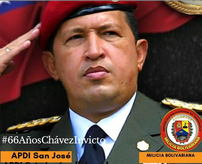 ApdiSanjose's tweet photo. Seguimos tú legado comandante, llevamos tú morral a puerto seguro, es la mejor forma de decirte felíz cumpleaños comandante, te desea tu amada milicia Bolivariana. #66AñosChavezInvicto https://t.co/UwLr083mLp