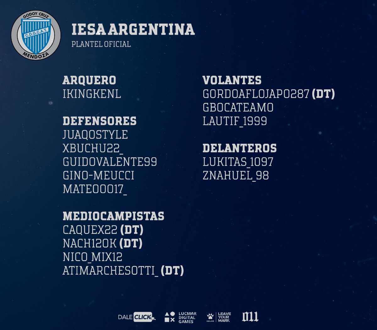 Terminada la presentación de fichajes, así queda conformado el plantel de cara a la nueva temporada en <a href="/IESAArgentina/">IESA</a>.

A dejar todo.

#VamosElTomba 🍷💙