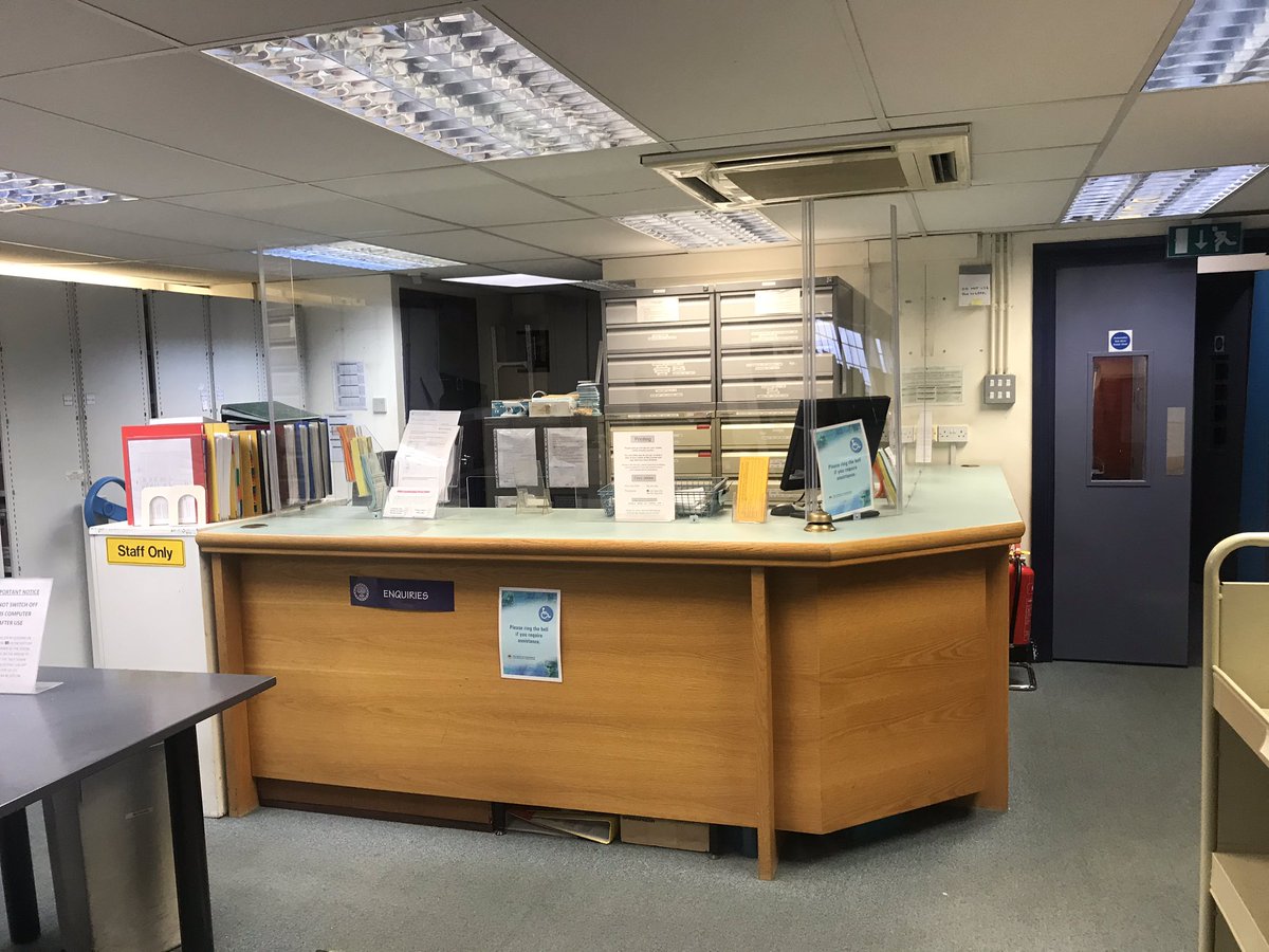 SoGGenealogist's tweet image. The team spent the day doing on-going prep for the Society of Genealogists Library opening on Tuesday 4th August. Still have to move and wire some more computers and readers, erect one more counter screen and put up final signs around the building but getting there.