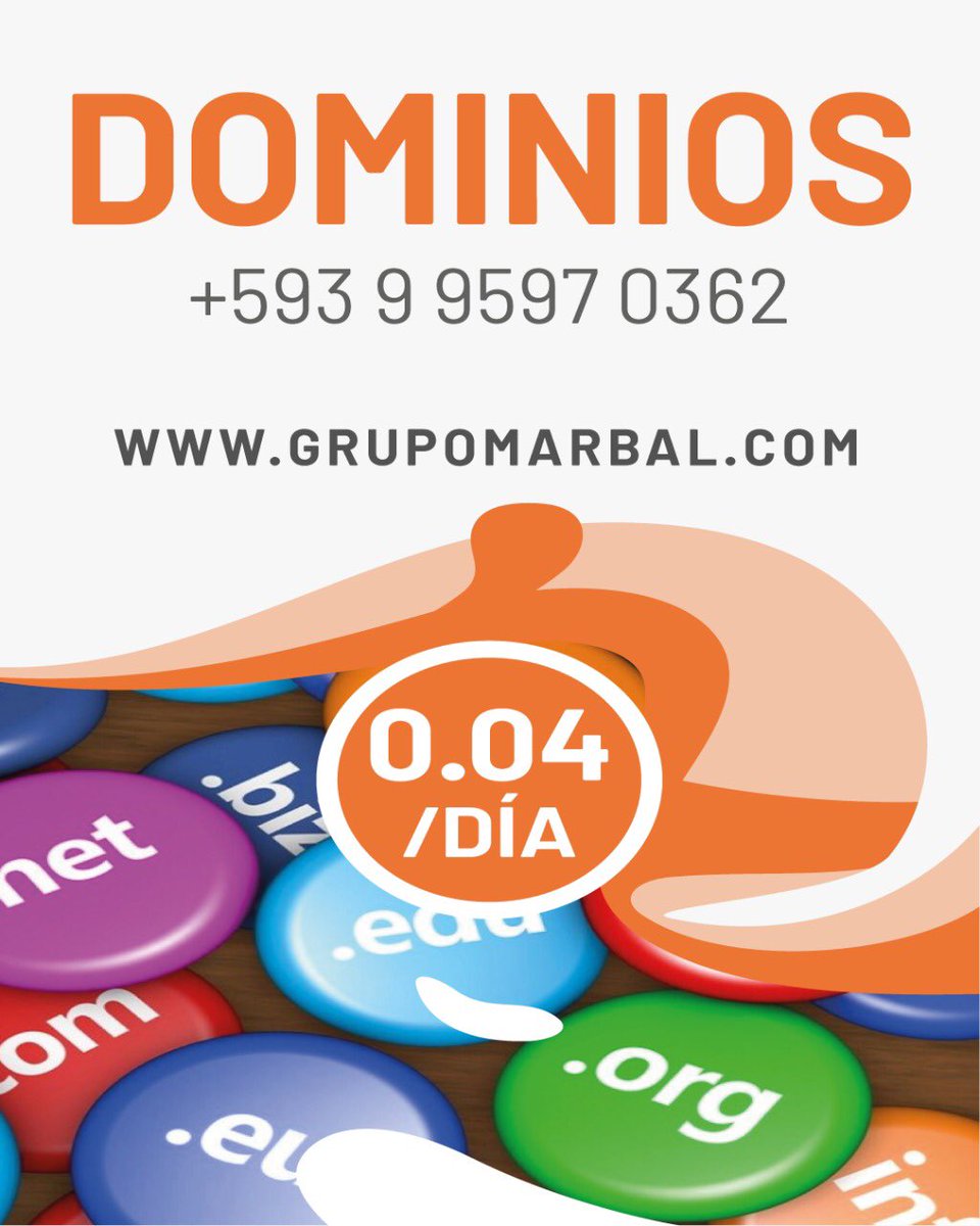 grupomarbal's tweet photo. Dale un nombre a tu idea, la marca de tu negocio en la red tiene un punto. 🌐
Ahora tu dominio por solo $0.04 ctvs al día.
#grupomarbal (+593) 9 9597 0362
#whatsapp https://t.co/QpYRzDWooZ
#cpanel #radio #hosting #dominio #hostingstreaming #ssl #disenioweb #dominios #reseller 💻 https://t.co/BLD69JJWZJ