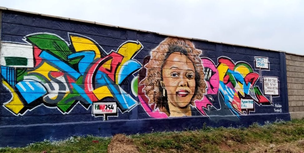 Heroine of our century,We have Immortalized you #CaroMtetezi the Eyes and the Voice of the Community
Arts For Social Justice team mural  set up in Dandora by <a href="/UhaiWetu/">Social Justice Centres Working Group</a> and <a href="/Pawa254/">PAWA254</a> 
#tekelezakatiba #SautiJasiri <a href="/MissingVoicesKE/">MissingVoicesKE</a> <a href="/DefendersKE/">@Defenders Coalition 🇰🇪</a> <a href="/DandoraJustice/">Dandora Community Justice Centre</a> <a href="/happyolal/">Happy Olal</a> <a href="/Naomi2908/">Naomi van Stapele, she/they</a>
