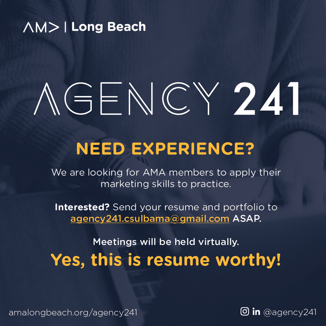 Agency 241 is back and ready to bring the next set of talented individuals on board!
⁣⁣
Utilize the skills you have learned in the classroom and begin working with real-life clients through our student-led marketing agency... don't wait &amp; apply now!⁣⁣⁣ ✍🏽