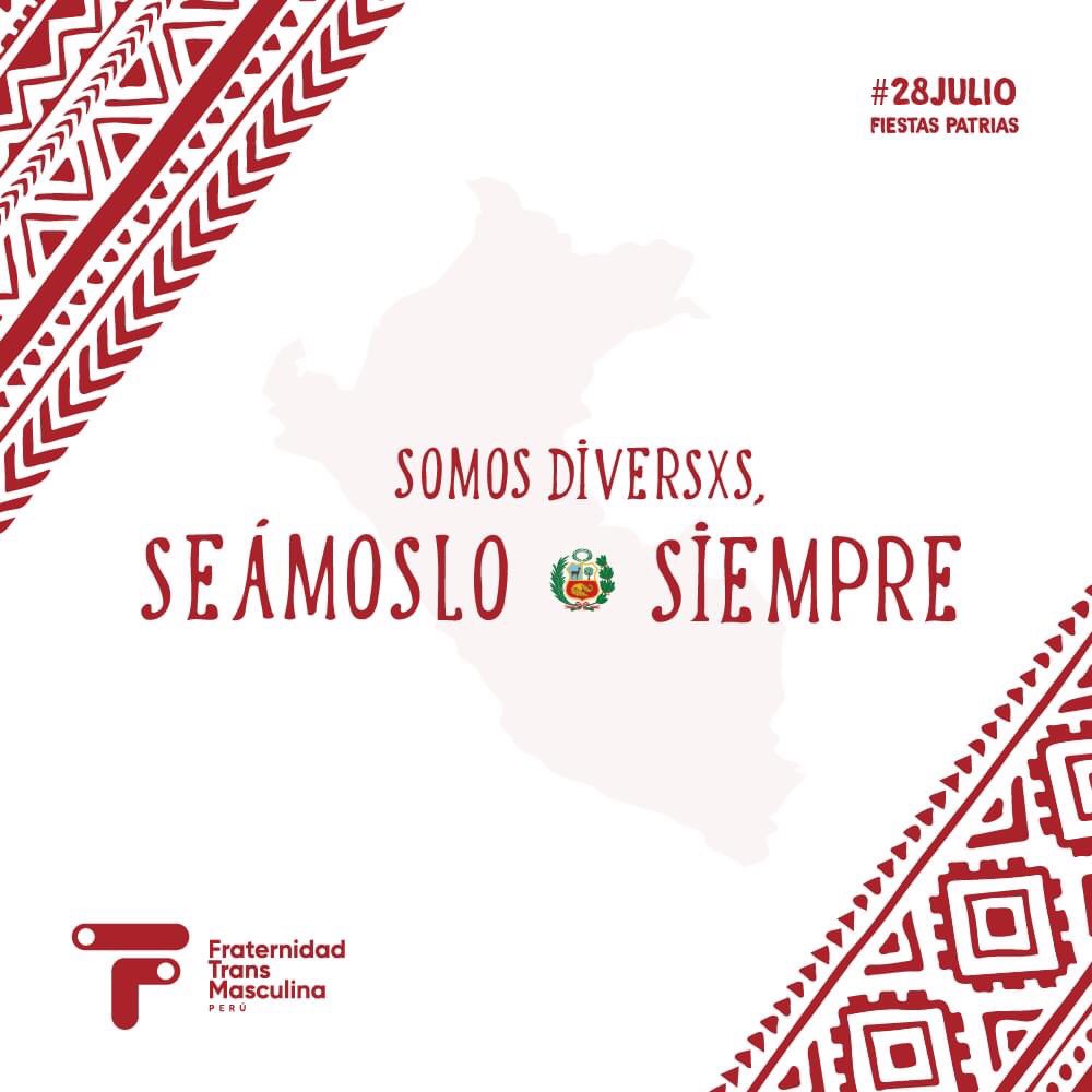 ftmpe's tweet photo. #28julio🇵🇪 Este país también es nuestro, somos parte de su diversidad y si bien no hay mucho de que celebrar a causa de la violencia, la desigualdad y la corrupción, es momento de ser agentes de cambio para #TRANSformarlo https://t.co/5coTKBogic