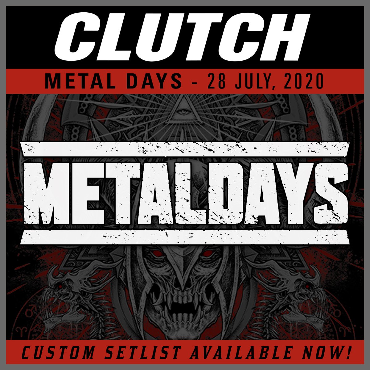 CLUTCH’S 2020 FESTIVAL SUMMER CONTINUES ONLINE! July 28th, 2020 – Playlist for “Metal Days” in Tolmin, Slovenia at spoti.fi/3fVG6Sp. Rescheduled at the same location in 2021 and Clutch is looking forward to performing for their fans a year from now on July 27th, 2021.