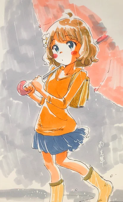今日の桃子ちゃんセンパイ。のラクガキ。雨センパイ。 