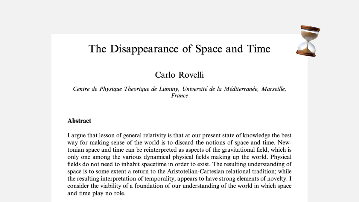 The idea that there is a "Present", a "Now" extending all over the Universe, is only to provide an anchorage for our familiar notions and describe our daily life. Read on "The Disappearance of Space and Time": fermatslibrary.com/s/the-disappea…

A great paper for your summer reading list 📚