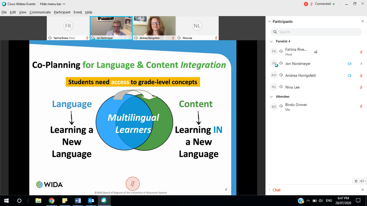 Bindyuu's tweet photo. What a day full of learning... Collaboration has shifted from luxury to lifeline...Recognise where students are, Set an intention for yourself, Recognise the flow for coteaching. Offer opportunities-asset-based approach- build bridges! #Coreflect #RealtionalTrust @WIDAConsortium https://t.co/smFTkHfzEI