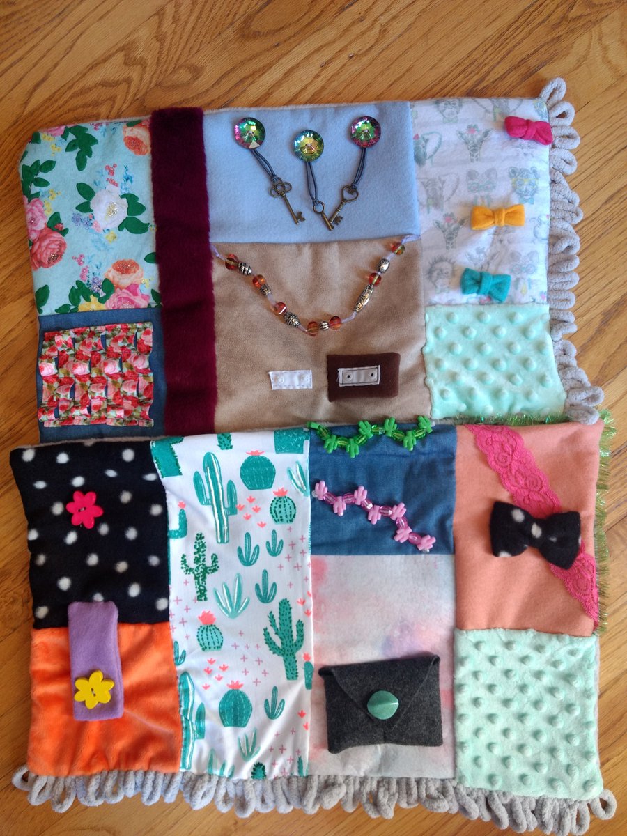 RoadRulesCamp's tweet photo. Our Tuesday project is a fidget quilt! These are great for children with Autism Spectrum Disorder, ADHD, or other sensory disabilities, as well as adults with Alzheimer's/dementia. Get creative and let's see what you make! https://t.co/LIyz1Cippv