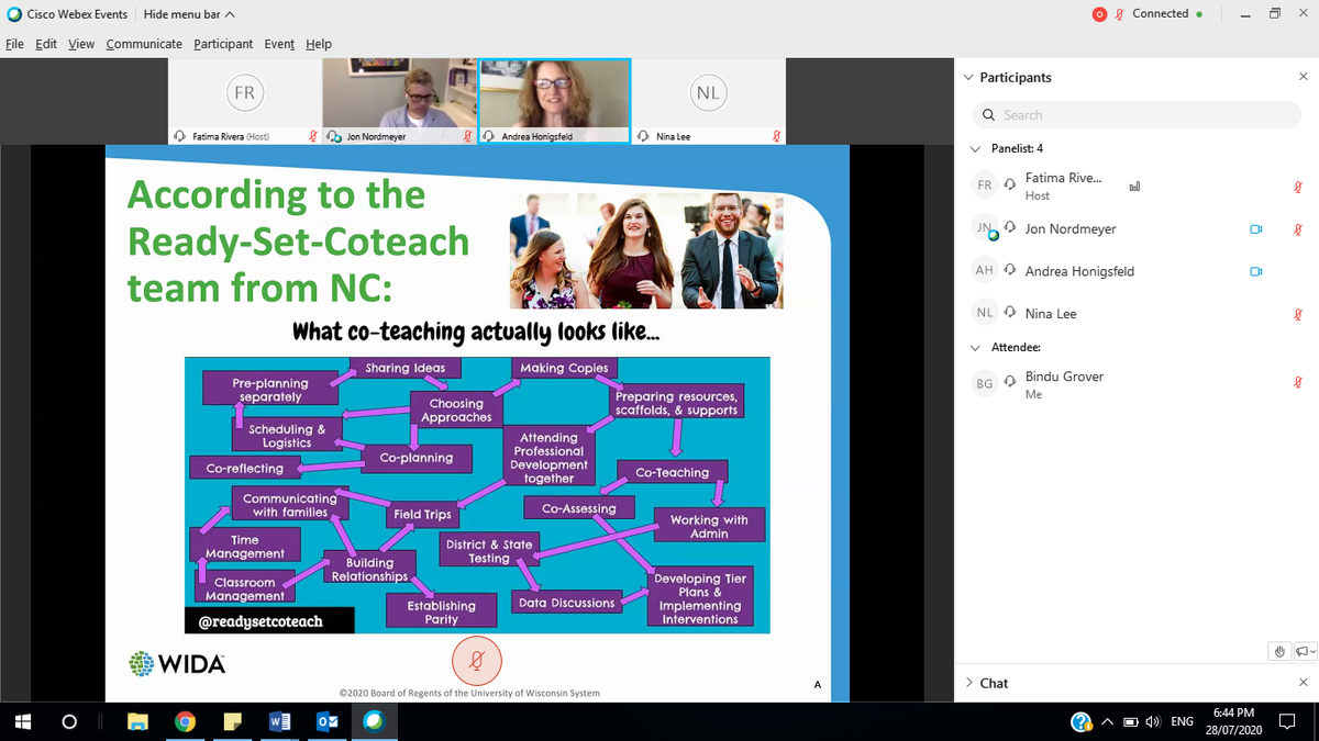 Bindyuu's tweet photo. What a day full of learning... Collaboration has shifted from luxury to lifeline...Recognise where students are, Set an intention for yourself, Recognise the flow for coteaching. Offer opportunities-asset-based approach- build bridges! #Coreflect #RealtionalTrust @WIDAConsortium https://t.co/smFTkHfzEI
