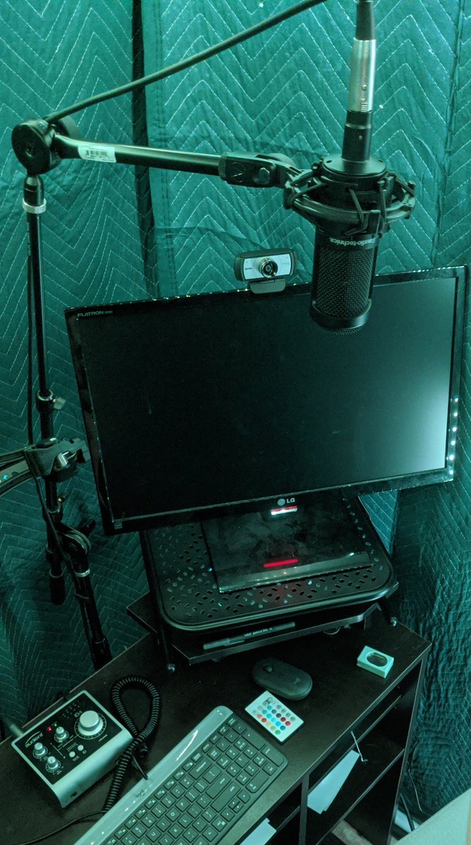jeffreynbaker's tweet photo. Post your booth upgrades! First picture was a year ago, using a Chromebook with Linux OS hacked on it and a Scarlett 2i2 (not pictured). Now a PVC booth with an Audient iD4 on a Mac Mini outside the booth. #voiceacting #boothupgrade https://t.co/sl3VCWZRRj