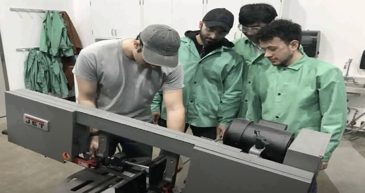QLPlus's tweet photo. QL+ students from @GeorgeMasonU tackled the Backpack Chair Challenge for a disabled veteran.  The goal of the project is to design  a chair that is portable and can be stowed but would not impede the user’s movement.  @VolgenauSchool #MasonNation #QLPlus
https://t.co/5hTqKYVsbB https://t.co/jcGNRfQQ4B