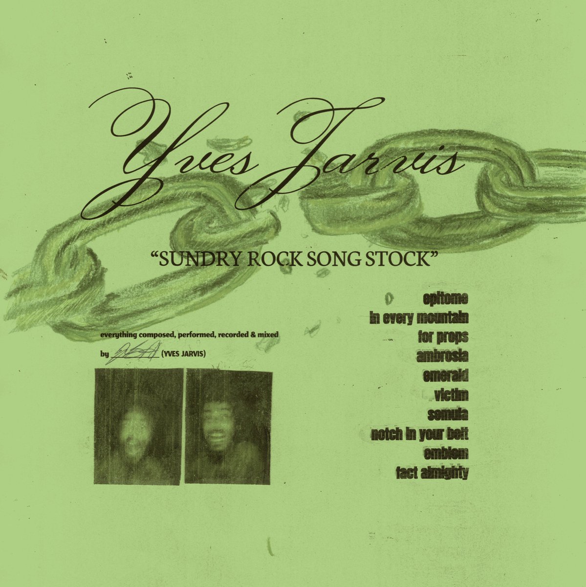 “Sundry Rock Song Stock” is my new album available September 25th. Here are the front and back artworks, illustrated myself ⛓

“For Props” is a cut released today: youtu.be/VsEf74t1dyc

Preorder: yvesjarvis.ffm.to/sundry