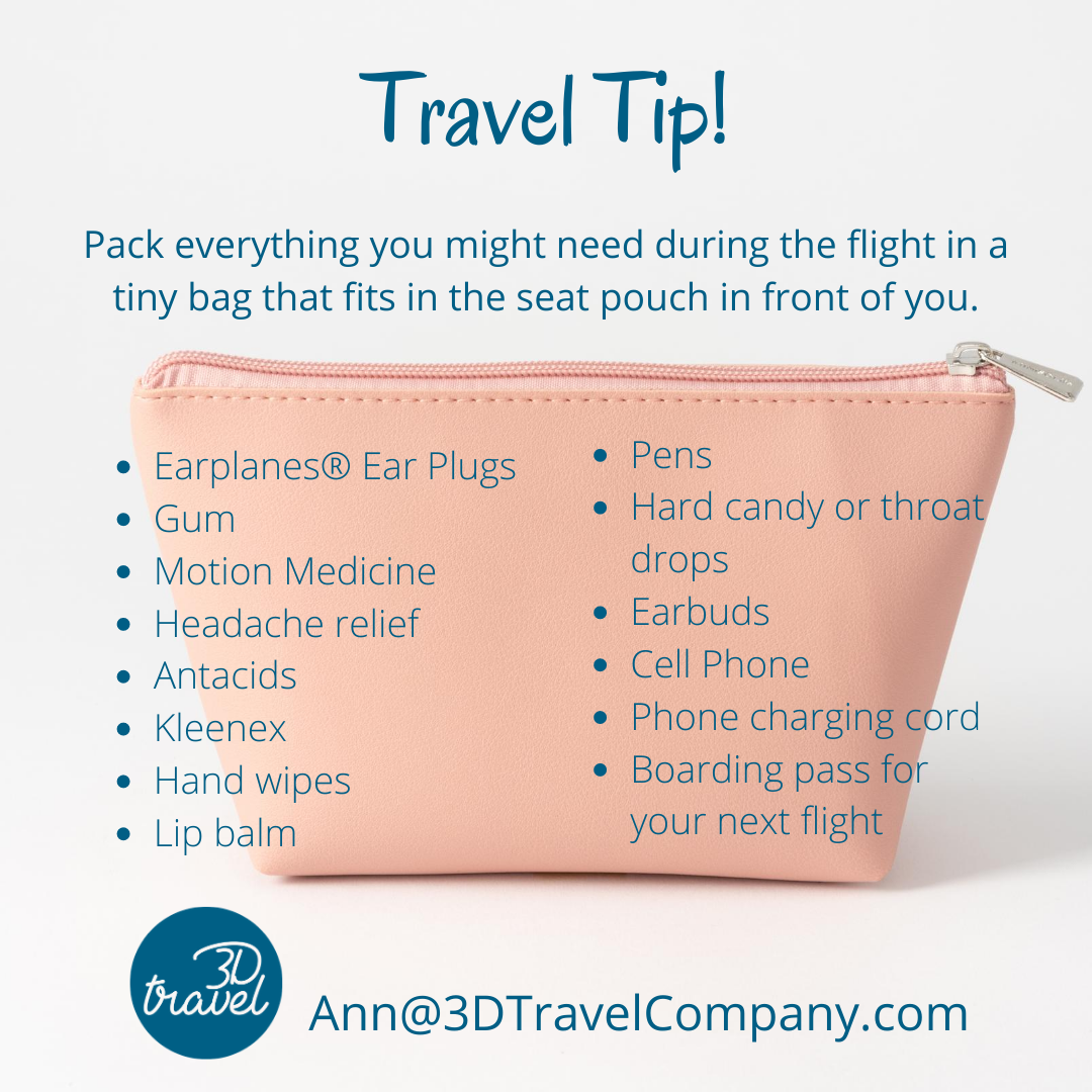 AnnGoodman2tx's tweet photo. No more frantically digging through all of the pockets in your backpack or purse. You know, that one you can't reach once you sit down and fasten your seatbelt? Pack a small  bag that you can just quickly grab out of your larger carry-on and easily reach everything you need. https://t.co/bgFeP0U0rR