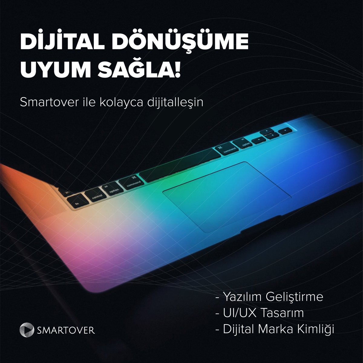Dijital Dönüşüm Kaçınılmaz!
Smartover ile dijital dünyaya kolayca uyum sağlayın. Yazılım geliştirme, UI&amp;UX Tasarım, Dijital Marka Kimliği hizmetlerimiz için daha fazla bilgi almak için bize ulaşın! 📲

smartover.net

#digitalmarketing #technology #ux #software  #design