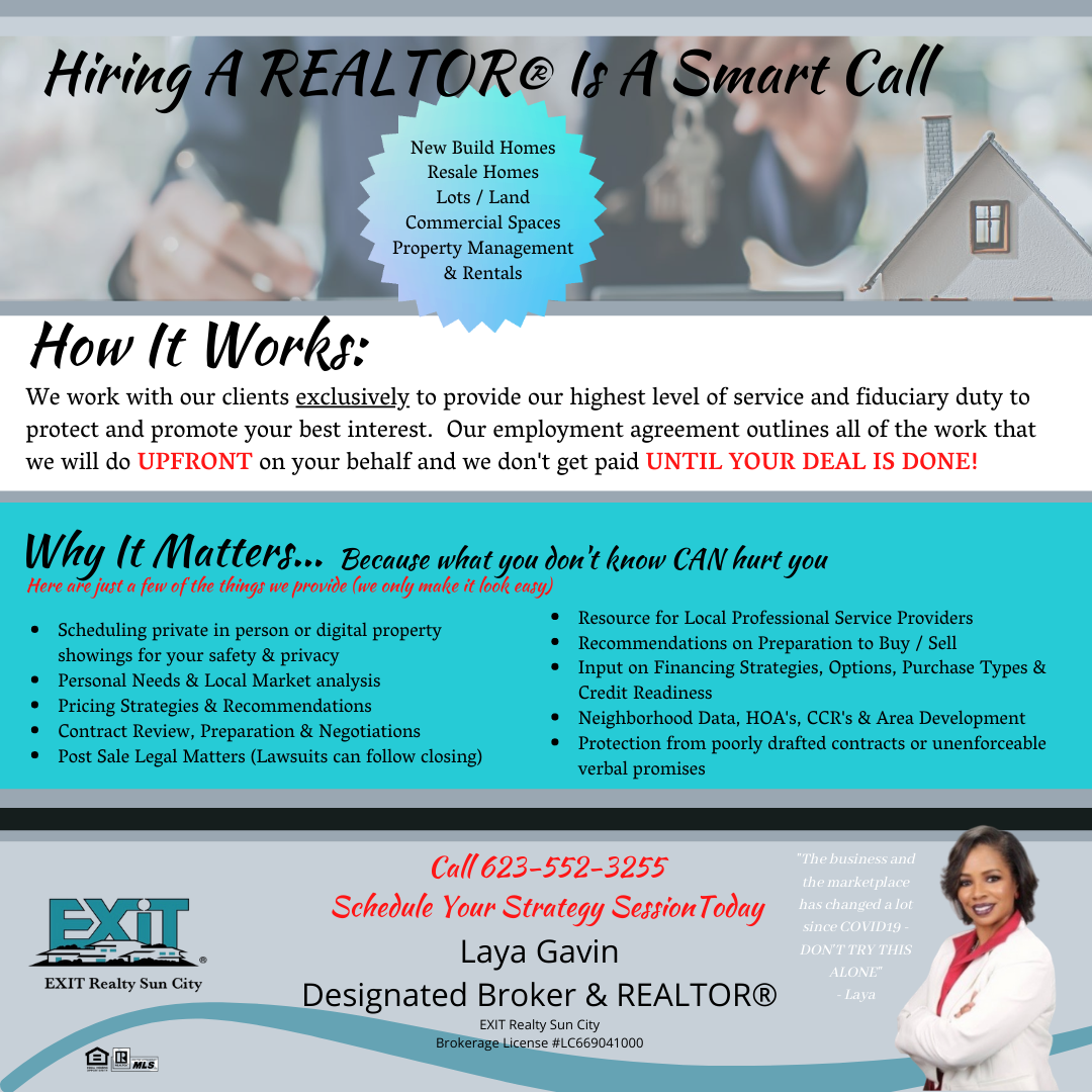 MGbaseintel's tweet image. A lot has changed in the marketplace since COVID.  Don't try this own your own.  HIRE a REALTOR® and here are just a FEW reasons.  Call 623-552-3255 today to find out more.