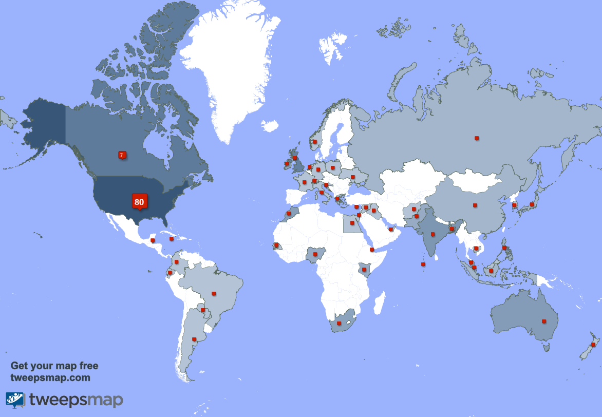 Special thank you to my 8 new followers from USA, and more last week. tweepsmap.com/!jcody60