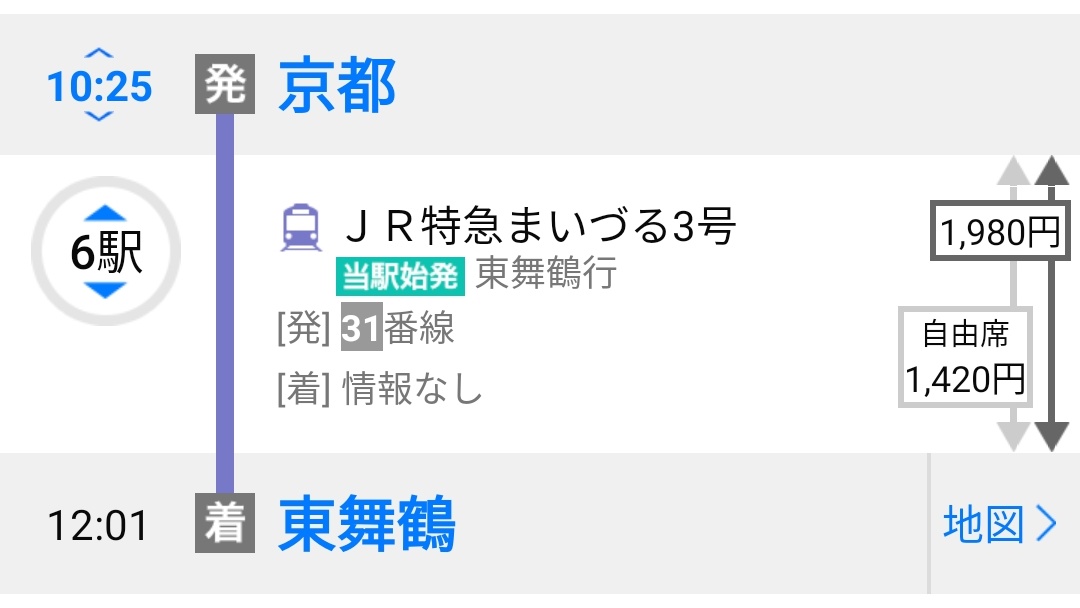 だい On Twitter 特急まいづるとかいう列車 現金で買う自由席 1 420円 よりもj Westカードのe特急券で買う指定席 1 180円 のほうが安いというバグがあるので 自由席乗ってるほうがむしろブルジョワみたいなとこある