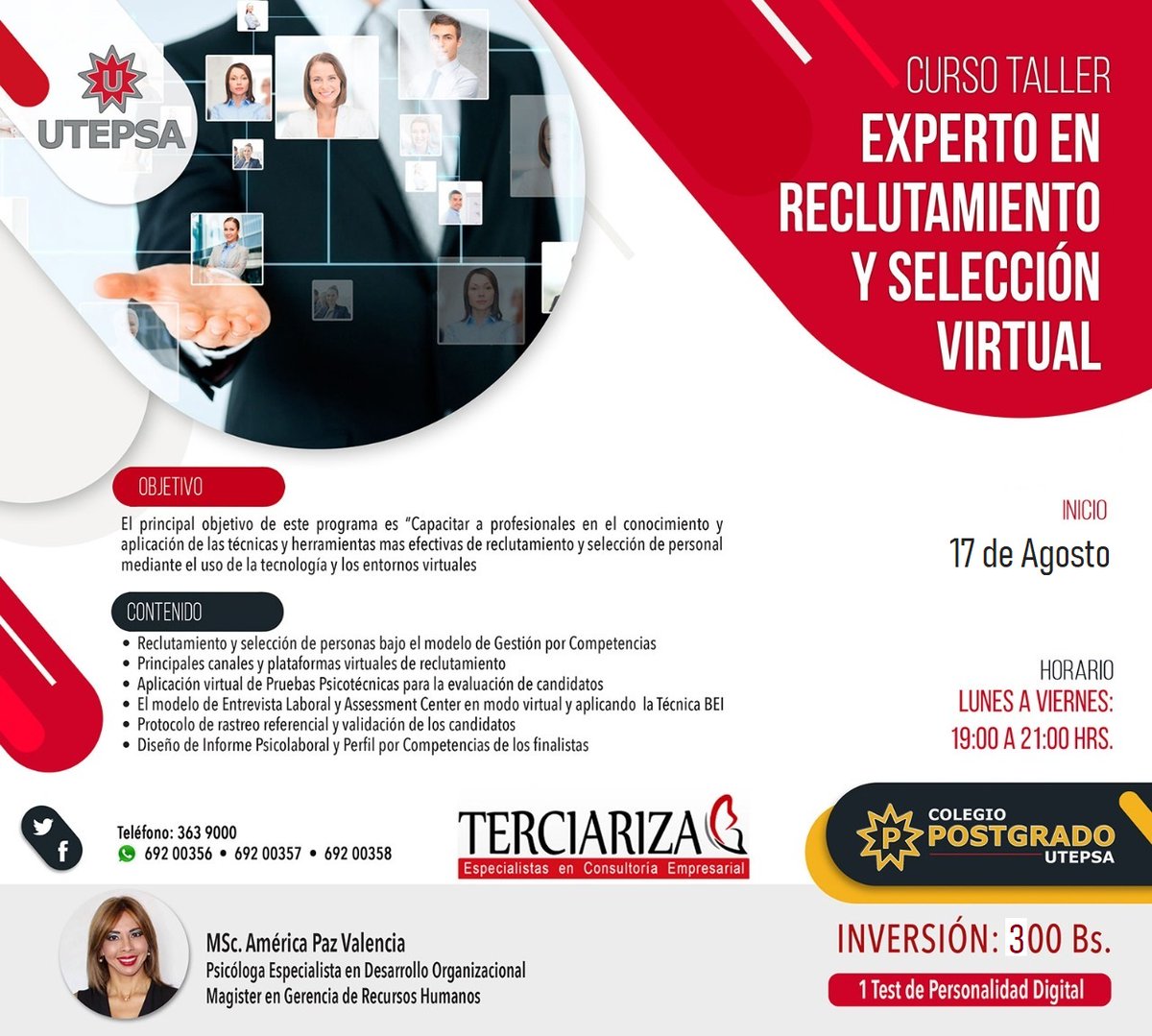 postgradoUtepsa's tweet photo. El TELETRABAJO nos exige reclutar a personas de forma virtual, en este taller te enseñamos las metodologías y técnicas para la gestión de selección en linea.
🔎Consulta a los siguientes whatsapp :
📞https://t.co/PQCFmqb8TM
📞https://t.co/oAONlVGukL
📞https://t.co/d3KjA7YiYo https://t.co/LdOtinlLkp