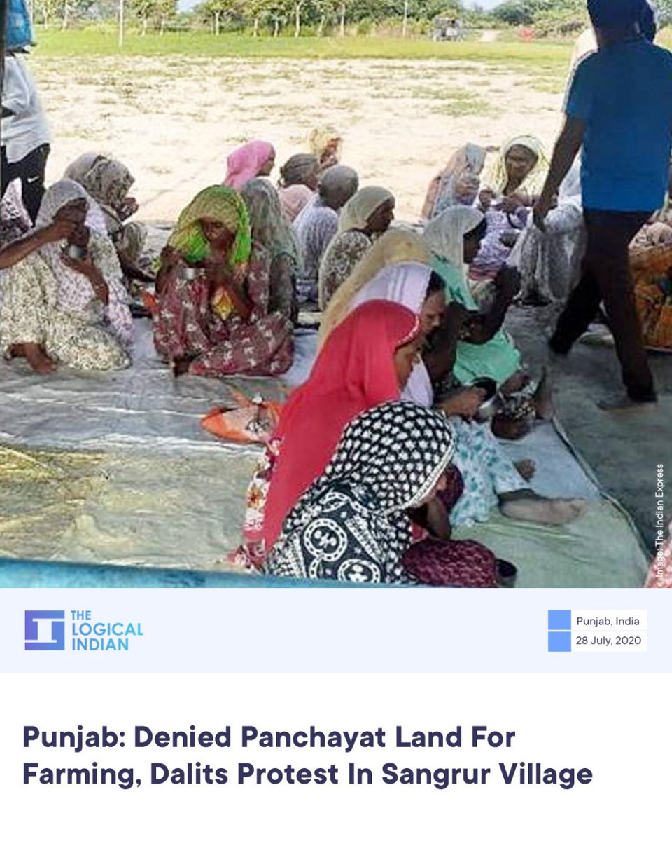 LogicalIndians's tweet image. Over 70 Dalits at Ghrachon village of Sangrur district have been sitting on dharna on the uncultivated panchayat land since May 20 after panchayat land reserved for them was auctioned to dummy candidates. 

#sangrur #protests #dalitcommunity