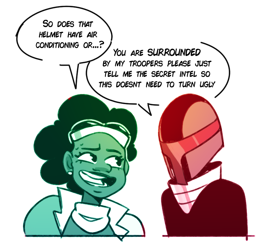 Small warmup

It's fun exploring the 'Enemies' part of their enemies-to-couple story 

#ocs 