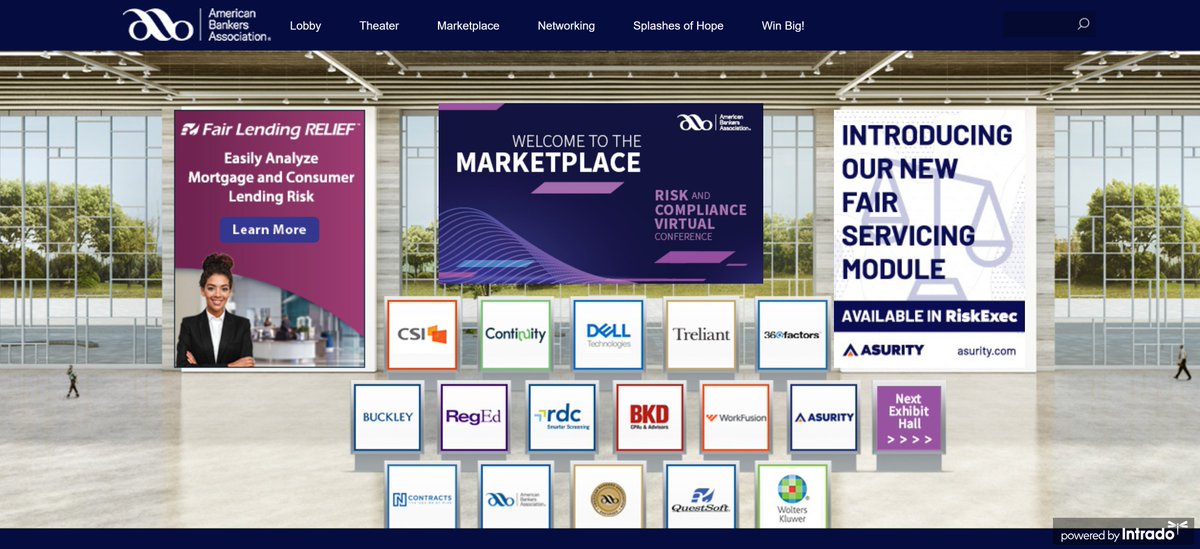 ABABankers's tweet photo. Even in a virtual format, #ABARCV attendees can immerse themselves in a hands-on environment in our Marketplace and interact with over 50 premier partners. Thank you to our leading risk and compliance industry providers for their support. https://t.co/8iirAG5yle