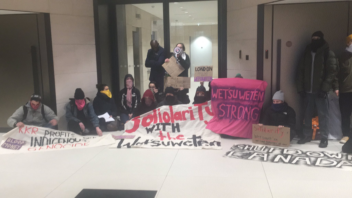 14. Wet'suwet'en Solidarity UK -  @wet_suwet_en_UK While the Wet'suwet'en nation is being terrorised by the Canadian state, these activists are taking the fight to KKR & Co, the London-based firm backrolling the Coastal GasLink pipeline through their sovereign land.