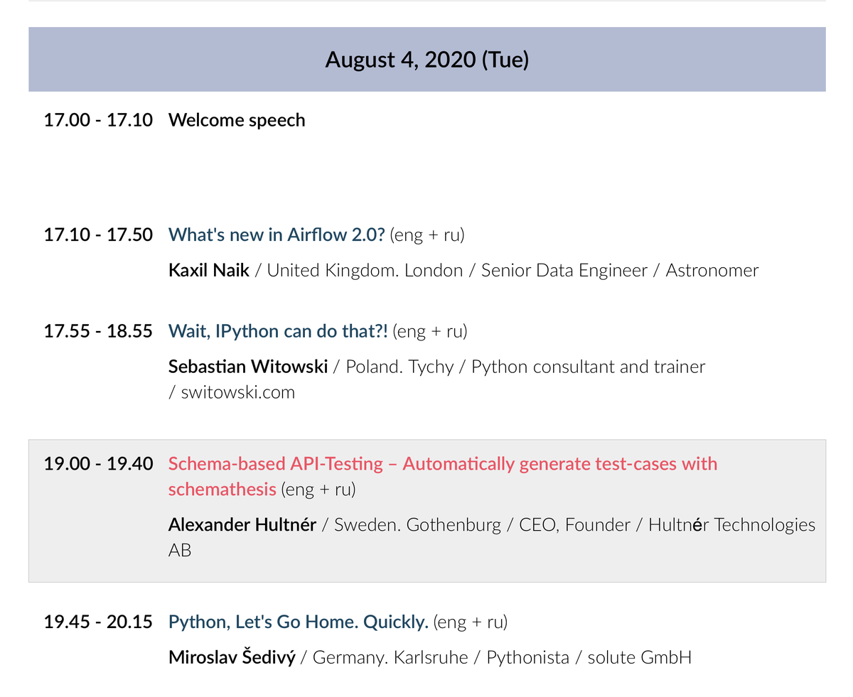 ahultner's tweet image. It was great fun to speak at @europython last week!
I just finished recording for my talk at the Russian #Python Conference @PiterPy next week, which will be my last conference for the summer. It's super cool that they will air the talk both in English and Russian!
#PiterPy