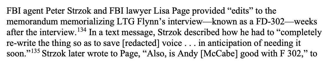 A judge has found the initial notes matches every version of the 302, as do notes recently released by Flynn himself.