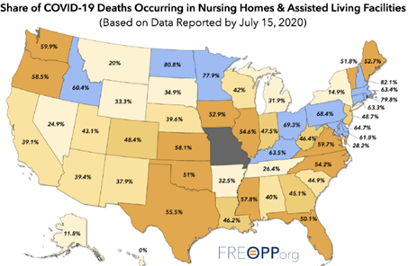 5/14 More than half of CV19 deaths are in nursing home settings and Illinois positive % has stayed low even with re-openings, contact tracing, and hotspot testing: