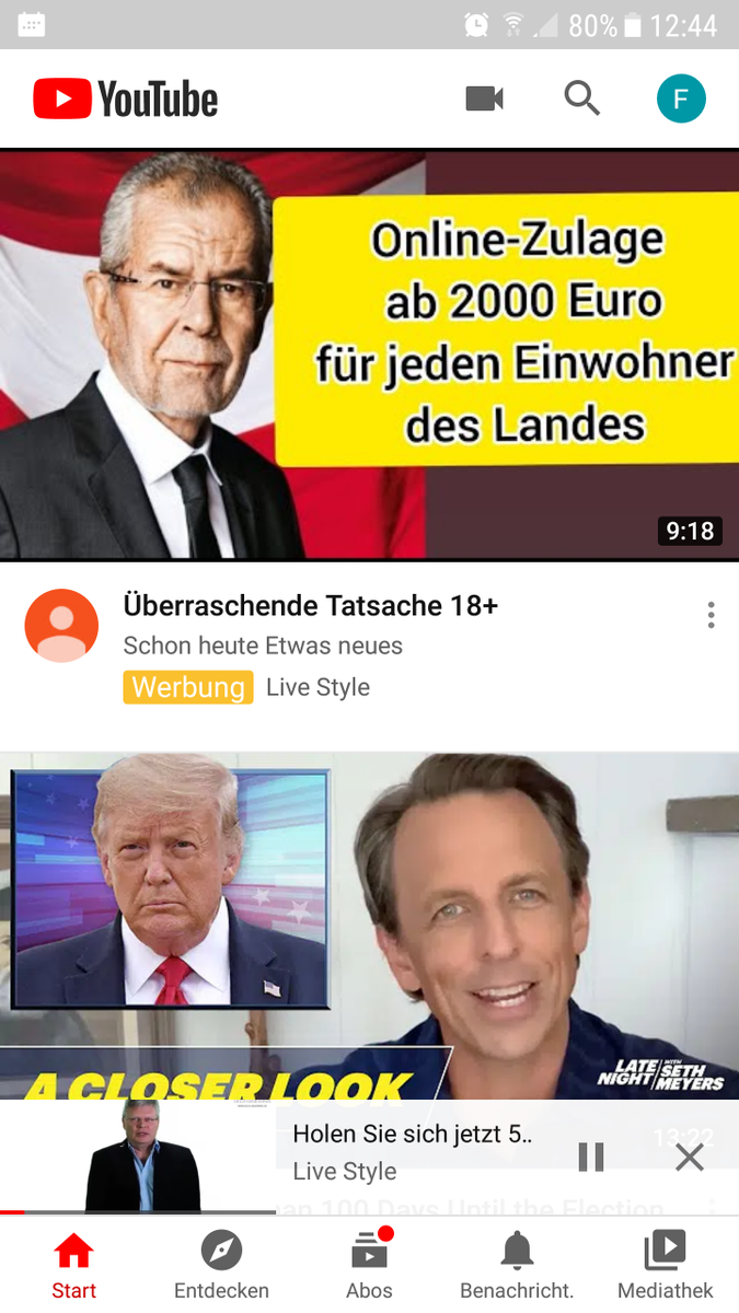 fkinslechner's tweet photo. @vanderbellen Ihr Gesicht wird seit Tagen für fragwürdige Werbung auf @YouTube missbraucht. Wenn man auf Ihr Bild klickt kommt man zu einem dubiosen Geldanlage-Video, welches schon vor Jahren von div. Internetportalen als Betrug eingestuft wurde. https://t.co/am1WCuqRZf