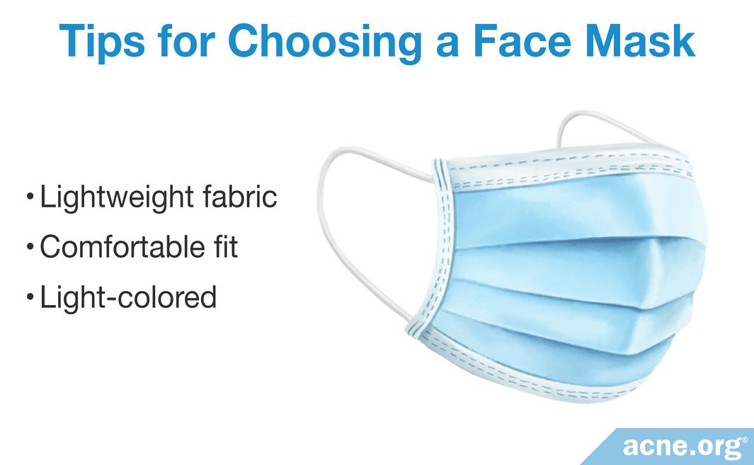 AcneOrg's tweet image. Face masks may increase acne by physically irritating the skin. Choose a lightweight, light-colored mask to limit irritation and sweat. The simple, disposible light-blue surgical masks can be a good choice. acne.org/can-wearing-a-…