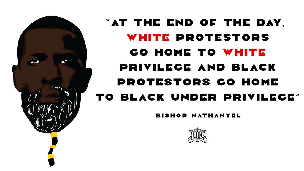 BishopNathanyel's tweet photo. At the end of the day #WhiteProtestors go home to #WhitePrivilege and #BlackProtestors go home to black #UnderPrivilege. #Truth #Revolutionary #NoSafeSpaceForJewHate https://t.co/GyfPEpNExm